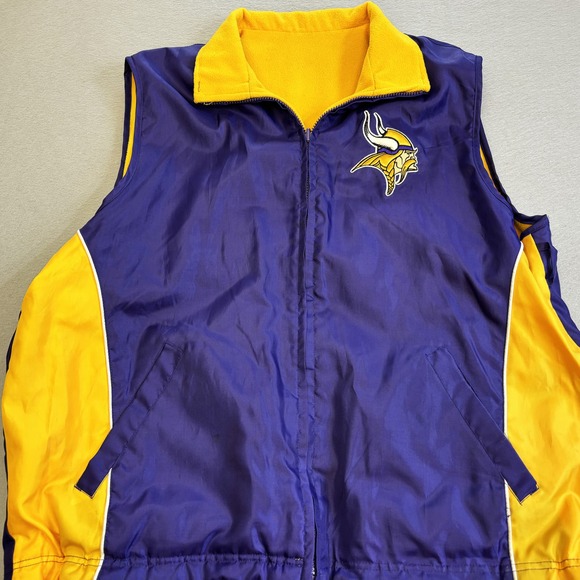 NFL Minnesota Vikings Vest Mens Large Purple Yellow Reversable Jacket Sleeveless - Picture 1 of 10